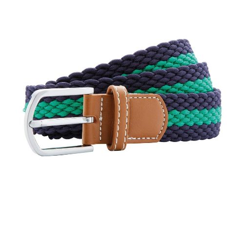 Asquith & Fox Two-Colour Stripe Braid Stretch Belt Navy/Kelly